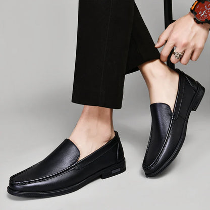 Contrast Stitching Square Toe Slip On Loafers