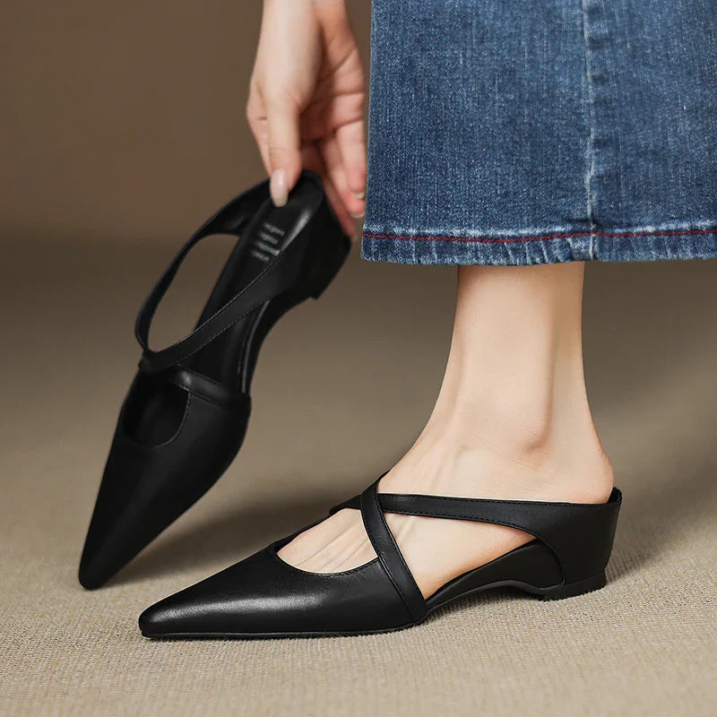 Slingback Low Heel Pointed Closed Toe Sandals