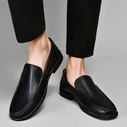Contrast Stitching Square Toe Slip On Loafers