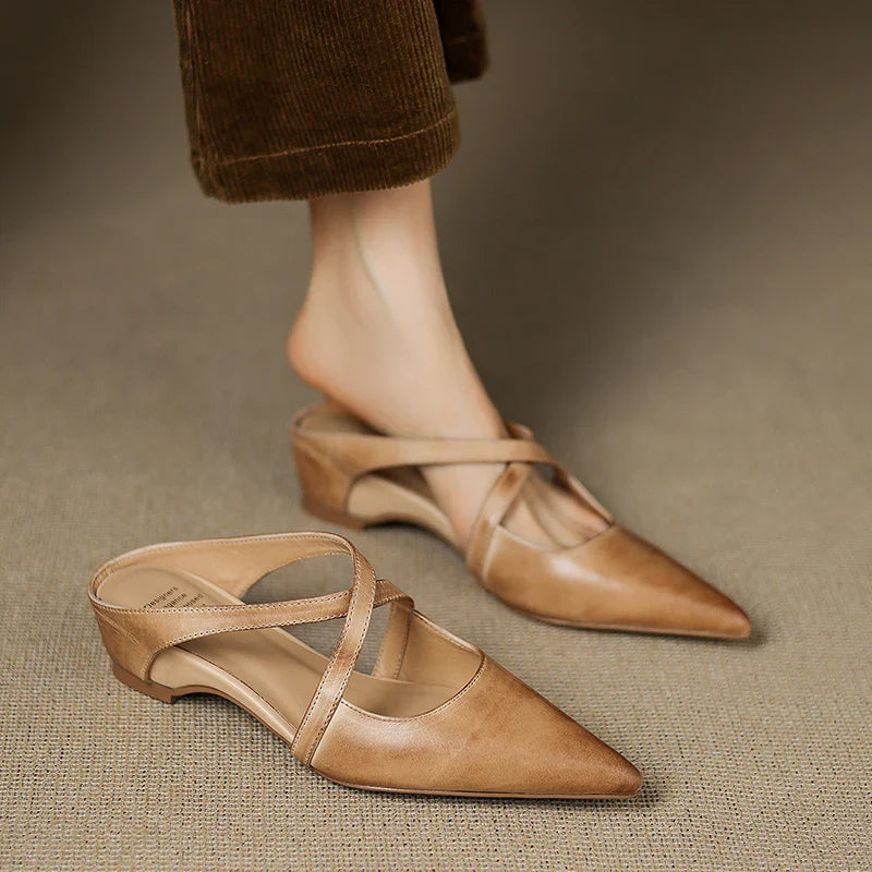Slingback Low Heel Pointed Closed Toe Sandals