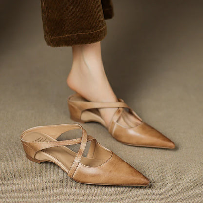 Slingback Low Heel Pointed Closed Toe Sandals