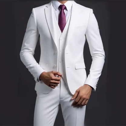 Solid Slim Three-Piece Suit Set