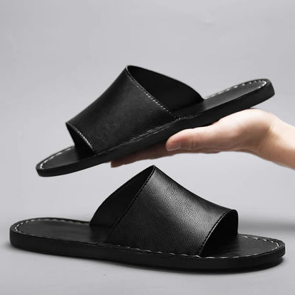 Open Toed Stitched Flat Textured Sandal