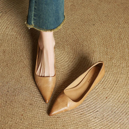 Slip On Pointed Toe Low Kitten Heels