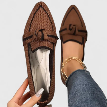 Pointed Knotted Slip On Flat Loafers