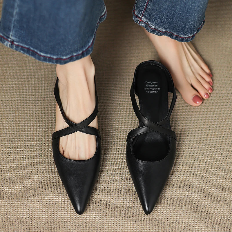 Slingback Low Heel Pointed Closed Toe Sandals