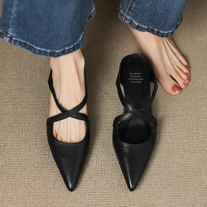 Slingback Low Heel Pointed Closed Toe Sandals