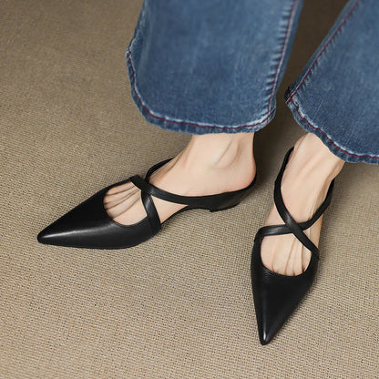 Slingback Low Heel Pointed Closed Toe Sandals