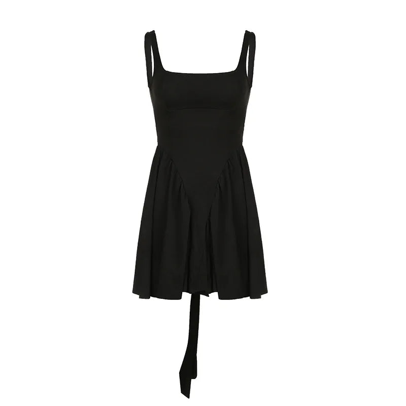 Square Neck Sleeveless Backless Mini Dress