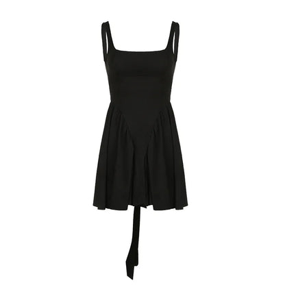 Square Neck Sleeveless Backless Mini Dress