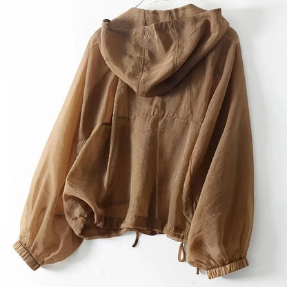 Hooded Zipped Pocketed Cuffed Relaxed Jacket