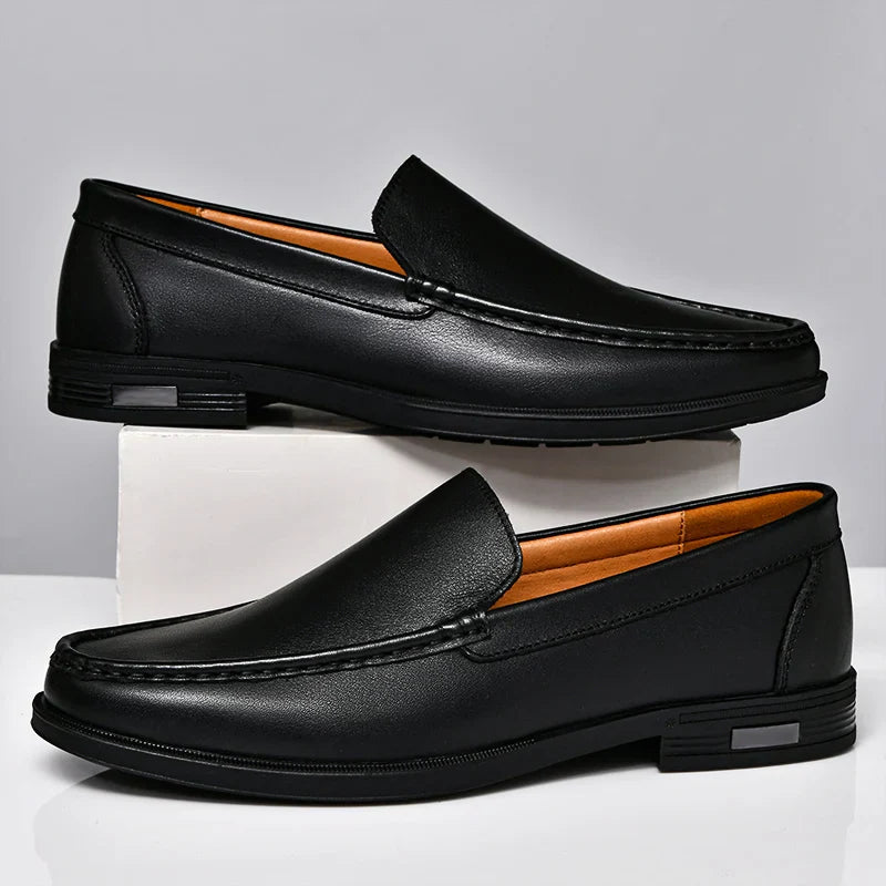 Contrast Stitching Square Toe Slip On Loafers