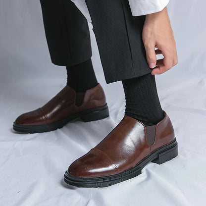 Elastic Goring Round Toe Slip On Shoes