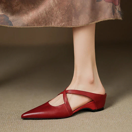 Slingback Low Heel Pointed Closed Toe Sandals
