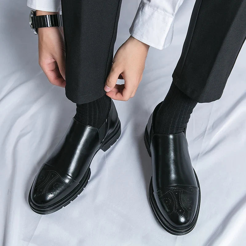 Elastic Goring Round Toe Slip On Shoes
