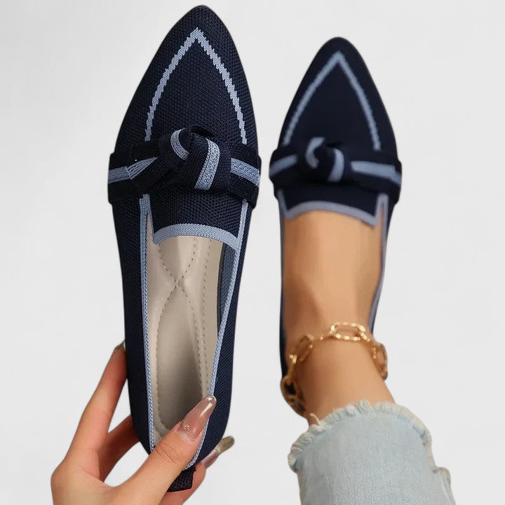 Pointed Knotted Slip On Flat Loafers