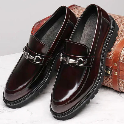 Polished Buckled Seamed Ridged Rounded Loafers