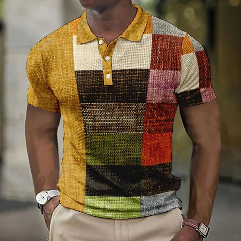 Short Sleeve Geometric Men's Polo