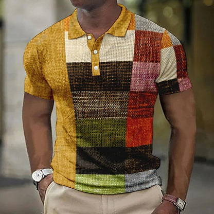 Short Sleeve Geometric Men's Polo