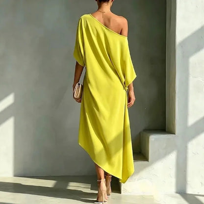 Asymmetric Draped Loose Long Dress
