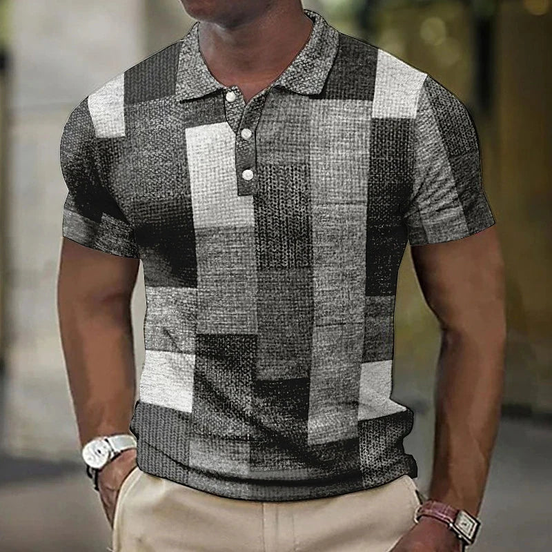 Short Sleeve Geometric Men's Polo