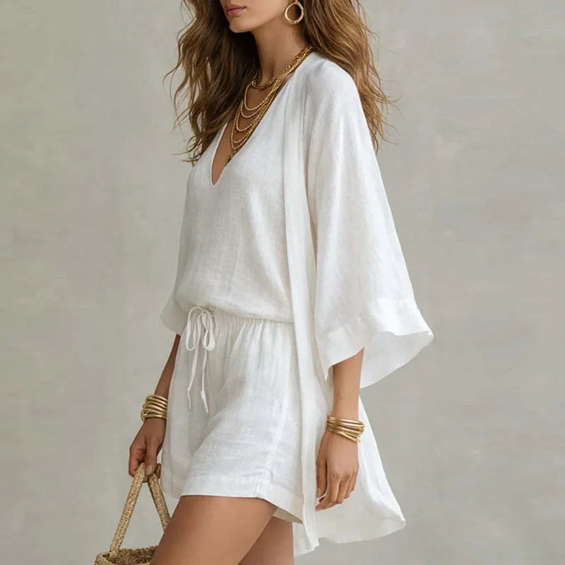 Relaxed Sleeveless Short Knotted Dropped Straight Set
