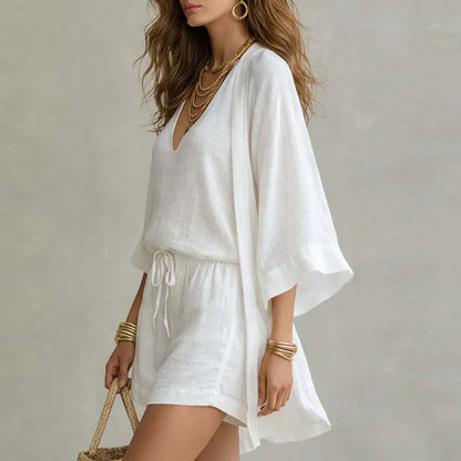 Relaxed Sleeveless Short Knotted Dropped Straight Set