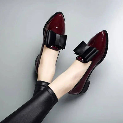 Slip On Bow Detail Pointed Toe Flat Loafers