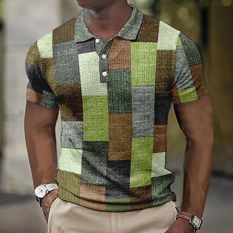 Short Sleeve Geometric Men's Polo
