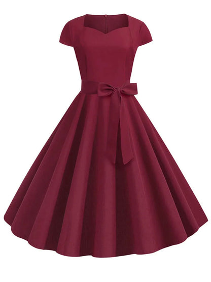 Cap Sleeve Sweetheart Neck Bowed Maxi Dress