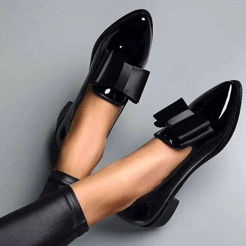 Slip On Bow Detail Pointed Toe Flat Loafers