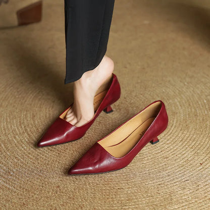 Slip On Pointed Toe Low Kitten Heels
