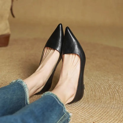 Slip On Pointed Toe Low Kitten Heels