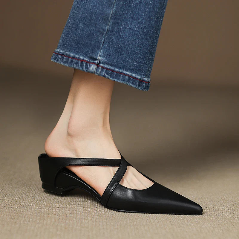 Slingback Low Heel Pointed Closed Toe Sandals