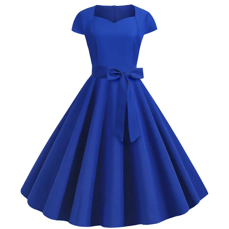 Cap Sleeve Sweetheart Neck Bowed Maxi Dress