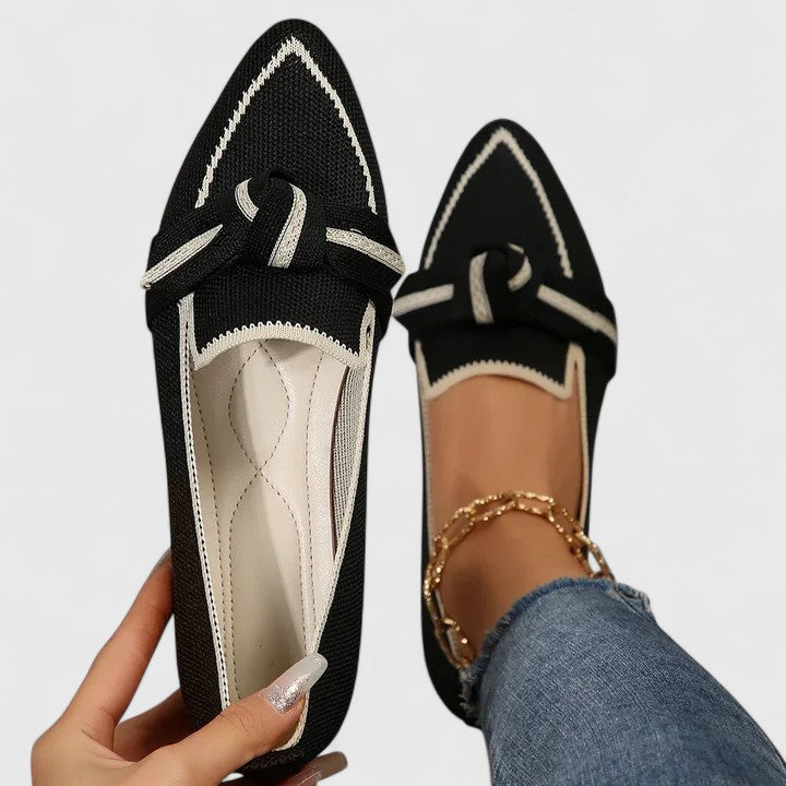Pointed Knotted Slip On Flat Loafers