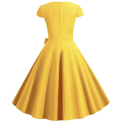 Cap Sleeve Sweetheart Neck Bowed Maxi Dress