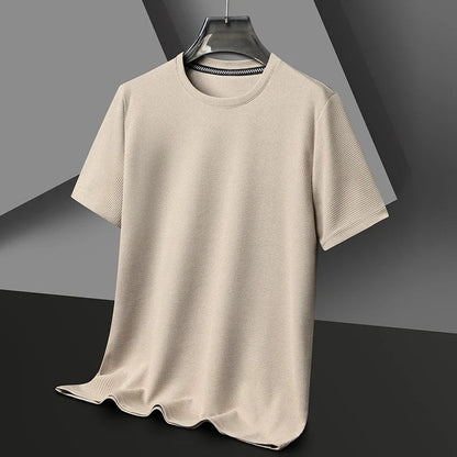 Short Round Neck Textured Ribbed Straight Shirt