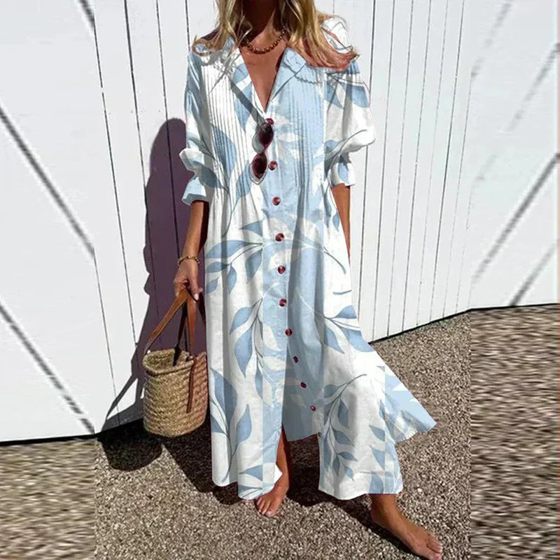 Loose Fit Pleated Printed Dress