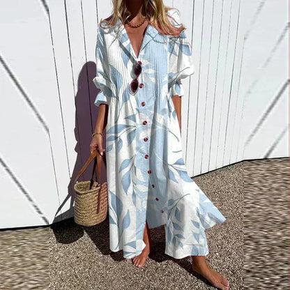 Loose Fit Pleated Printed Dress