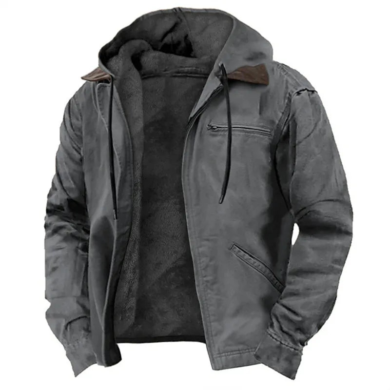 Hooded Lined Zip-Up Jacket For Men