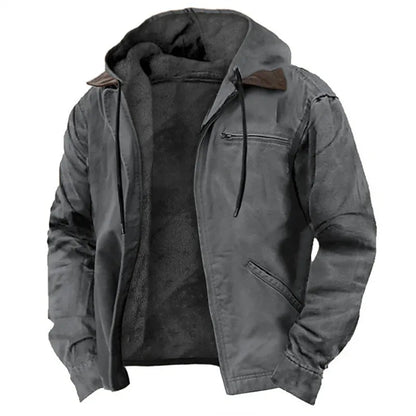 Hooded Lined Zip-Up Jacket For Men