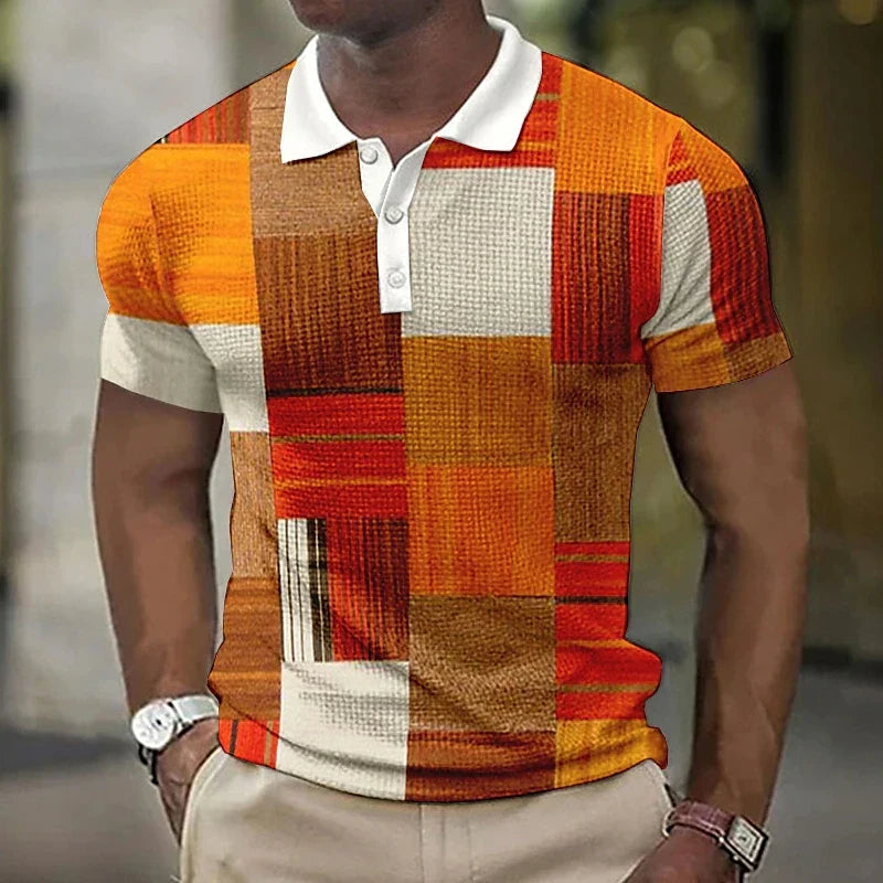 Short Sleeve Geometric Men's Polo