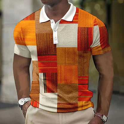 Short Sleeve Geometric Men's Polo