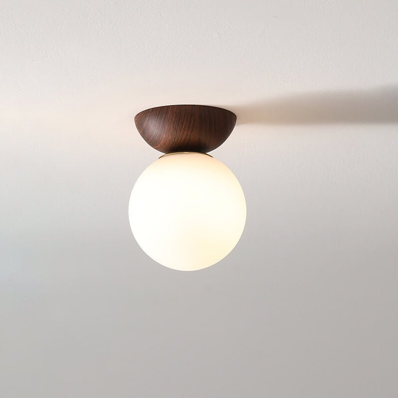 Wooden Base Globe Ceiling Light