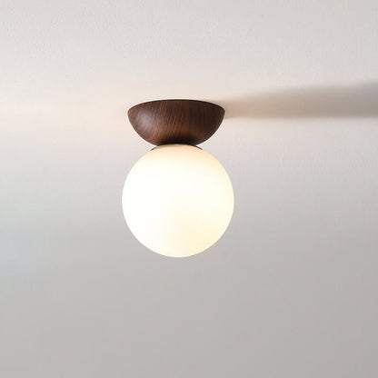 Wooden Base Globe Ceiling Light