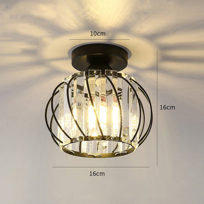 Metal Cage Ceiling Light with Glass Slats