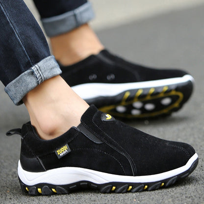 Stitched Paneled Gusseted Treaded Laceless Shoes
