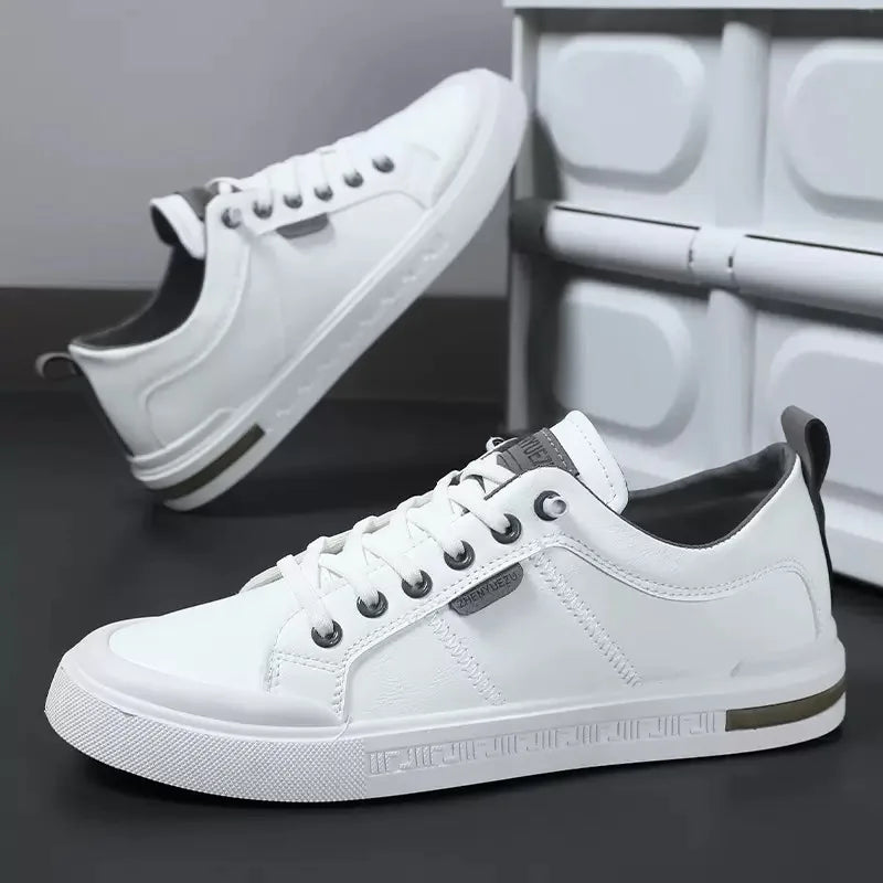 Laced Paneled Stitched Tabbed Flat Sneakers
