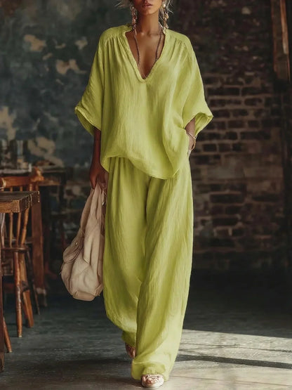 Crinkled Plunging Dropped Wide Loose Set